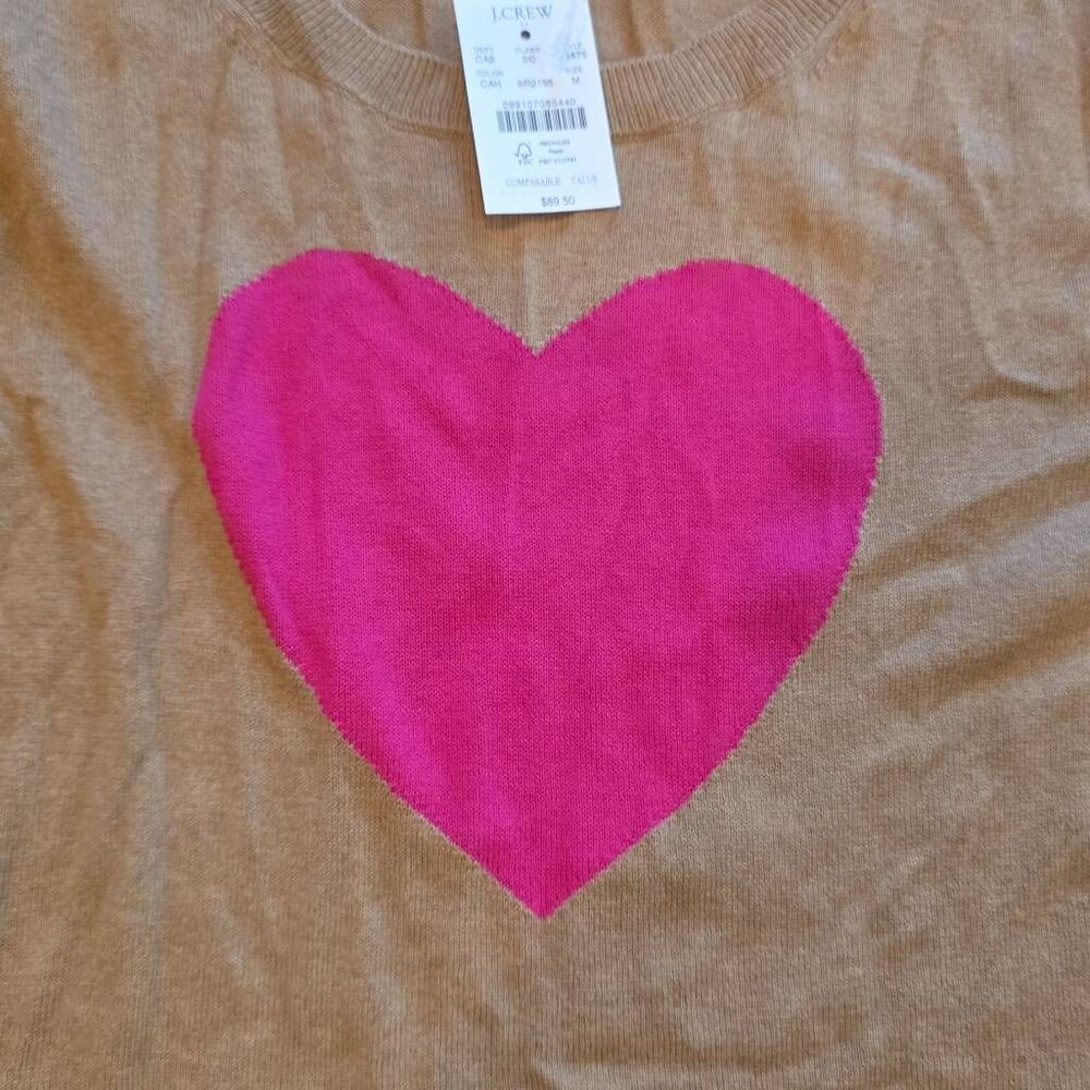 J.Crew Teddie Heart Sweater – NWT Size Medium – 100% Cotton - Picture 2 of 4
